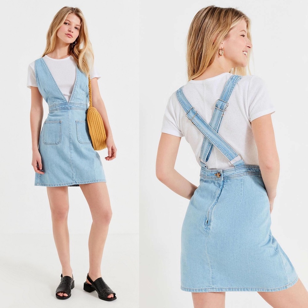 Urban Outfitters Plunge V-neck Denim Mini Dress